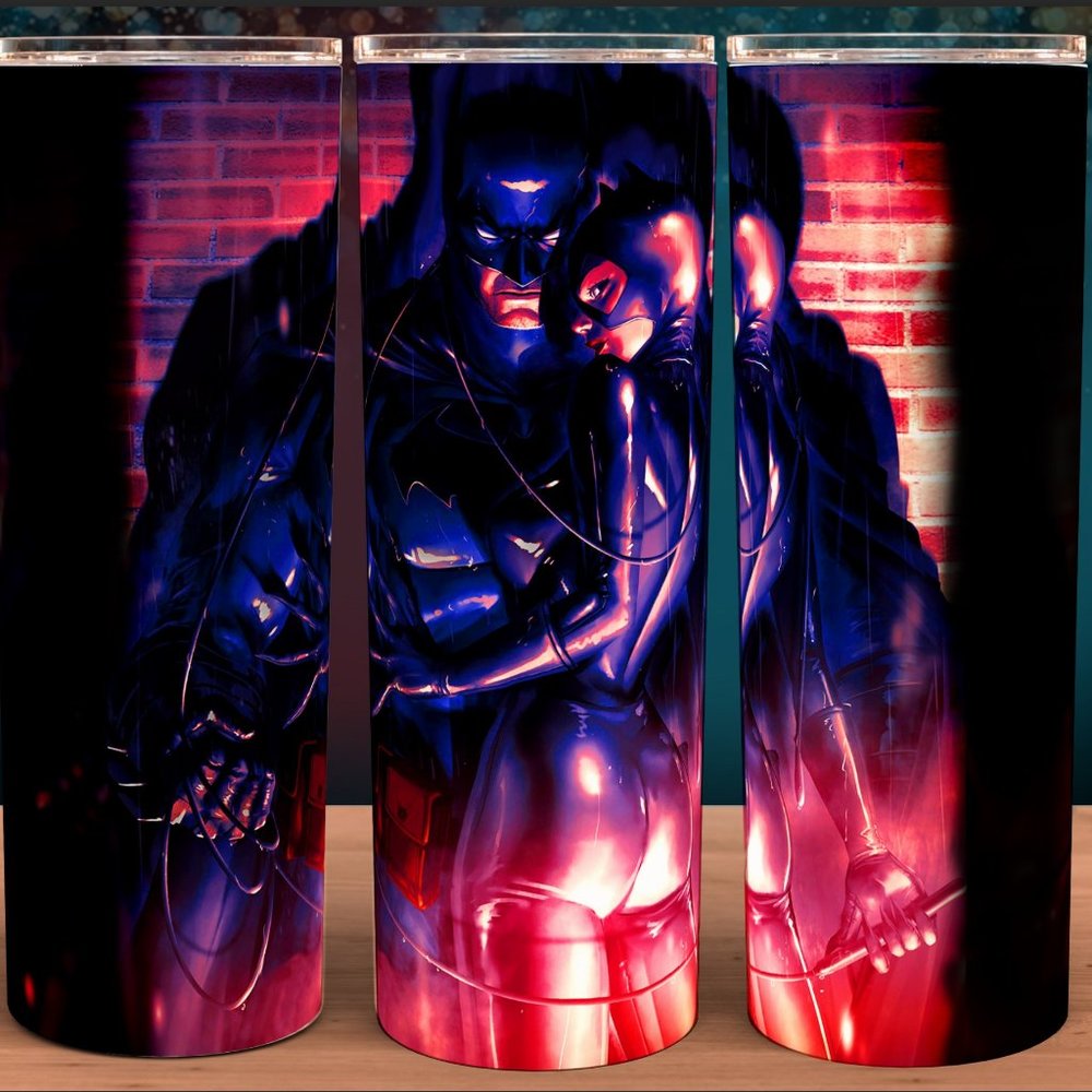 Batman and Catwoman Comic Book Heroes Cup Mug Tumbler 20oz